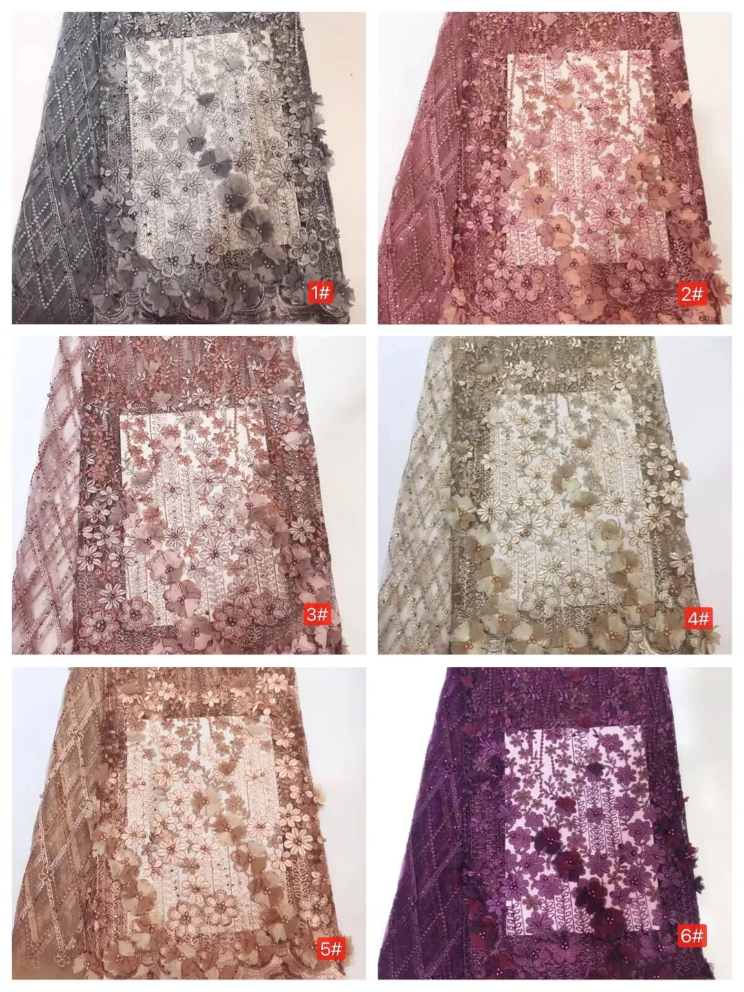 

High Quality 3D Embroidery Hot Drilling And Beads African Lace Fabric Embroidered Craft Sewing For Wedding Dress 5 Yards