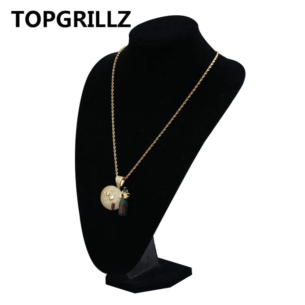 TOPGRILLZ язык торчащие лицо бутылка вина кулон ожерелье Iced Out кубический циркон золотой цвет личность хип хоп ювелирные изделия