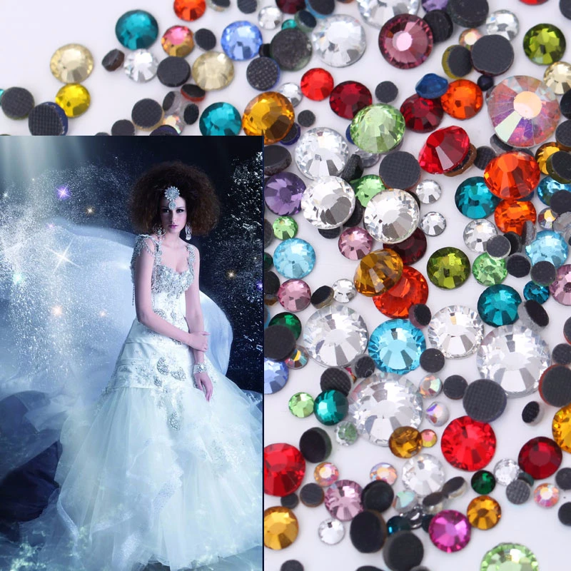 SS6-SS20 4 Sizes Large Quantity DMC Hot Fix Rhinestones Wholesale Colorful Flatback Round Hotfix Strass for Garments Dress B1124 | Дом и сад