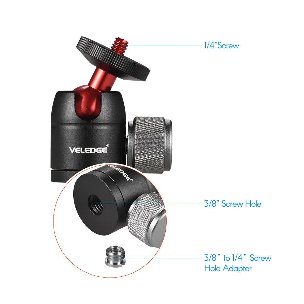 Миниатюрный адаптер VELEDGE из алюминиевого сплава с шариковой головкой для штатива