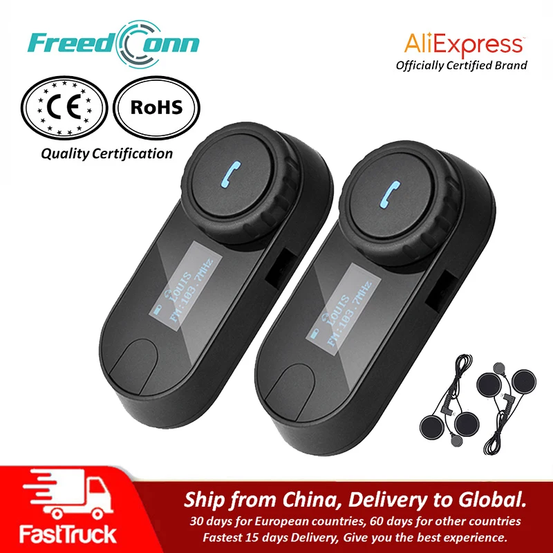 Гарнитура QPLOVE для мотоциклетного шлема Freedconn tcom sc 2 шт. bluetooth внутренняя связь с ЖК