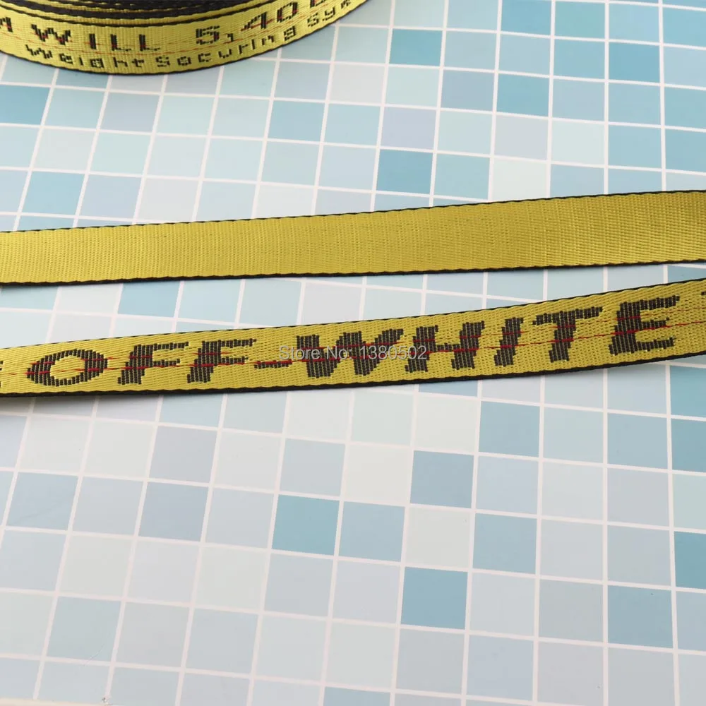5/10/25 ярдов 25 мм 1 &quotжелтый черный цвет&quot OFF WHITE &quotтесьма полоса