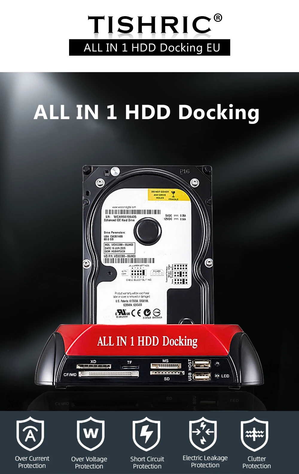 TISHRIC все в одном 3,5 2,5 док-станция AU Hdd Dual IDE SATA USB внешний HD корпус жесткий диск кардридер