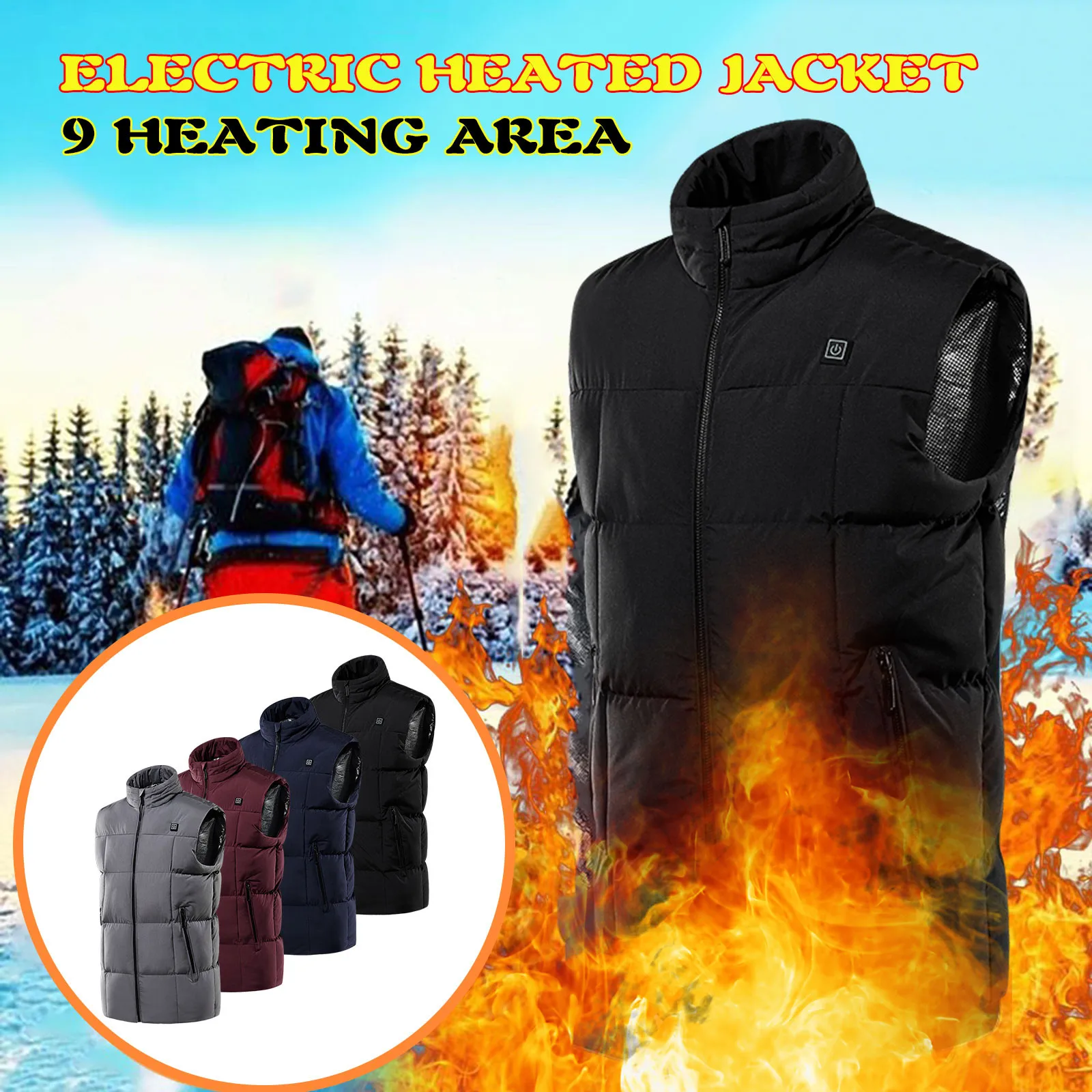 

Smart heating vest electric down cotton warming vest winter Women Outdoor Clothing For Riding Skiing Fishing Via Heated Coat