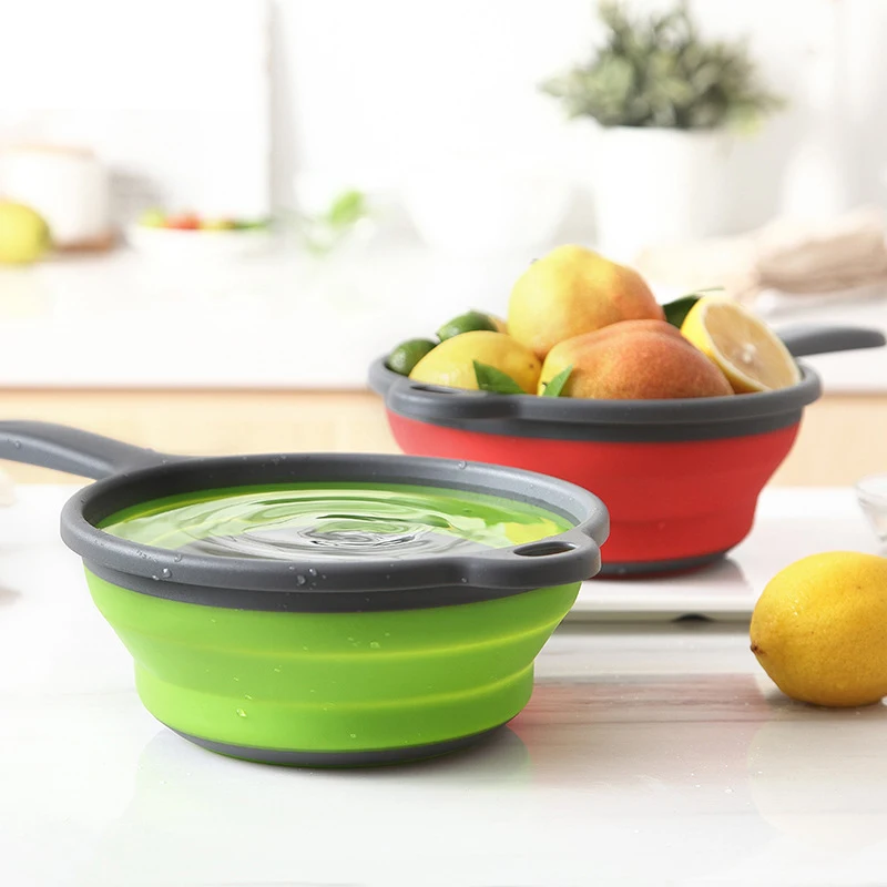 Горячая Распродажа складной силиконовый дуршлаг фрукты овощи стиральная