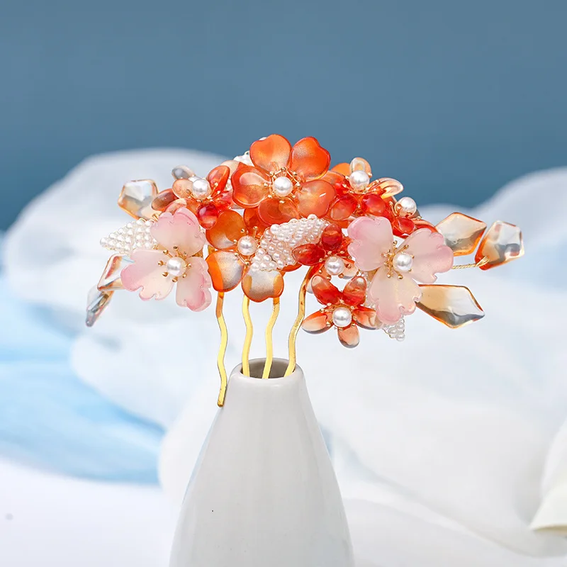 

Chinese Hair Jewelry Handmade Flower Style Hair Combs Hairpins Traditional Classical Hair Clips for Bride Wedding Hair Ornaments