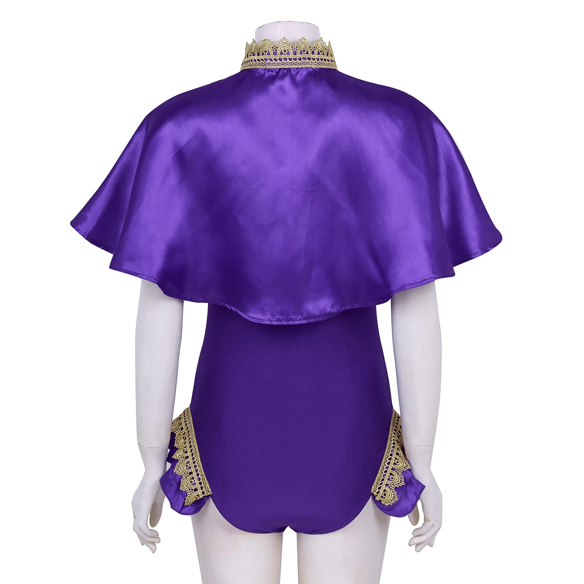 ChicTry Фиолетовый Блестящий атласный плащ с гимнастическим Трико Набор