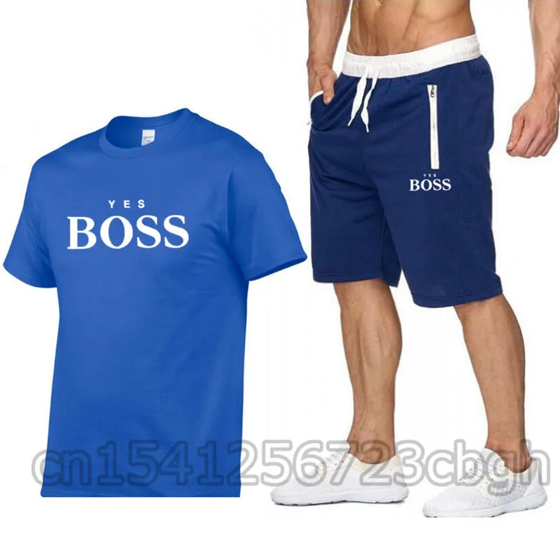 

Track Suit Men's Summer Shorts Suit Short-Sleeved Shirt Shorts Casual Wear YES BOSS Men's Sportswear Fitness Clothes Men's Suit
