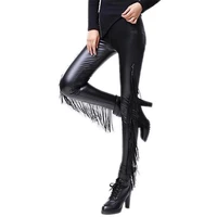 gothic new fashion tight tassels leather pants trousers womens pants leggings leather leggings sexy punk pants