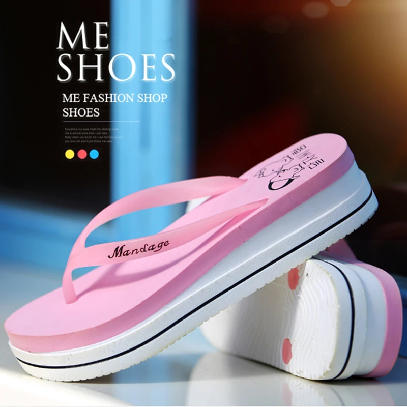 Шлепанцы женские на высоком каблуке пляжная обувь легкие сандалии плоской