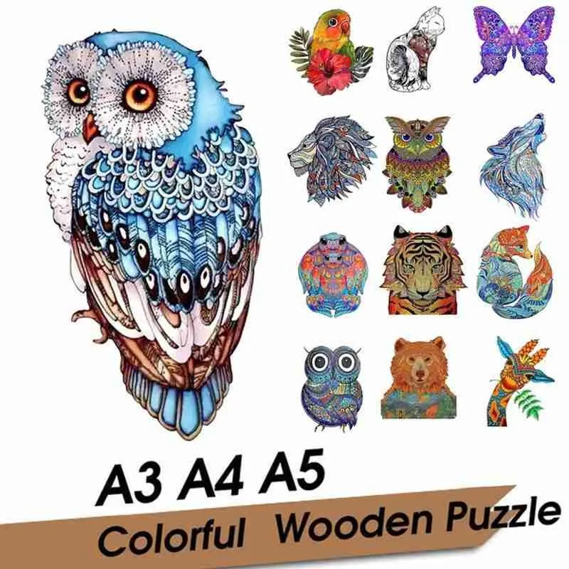 

Purple Beautiful Butterfly Wooden Animal Jigsaw Puzzles Mysterious 3D Puzzle Educational Interactive Games Decompression Gifts