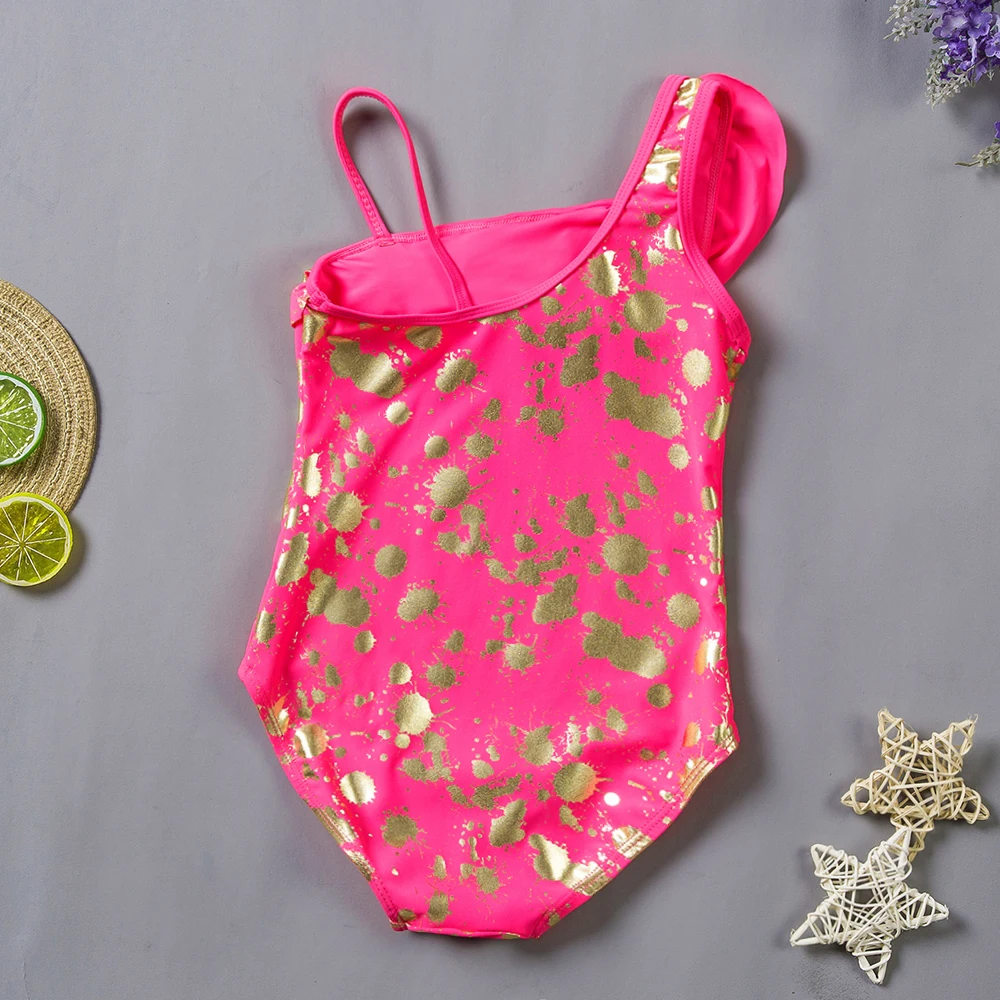 Пляжный спортивный костюм с оборками для девочек 1 предмет купальник среднего и