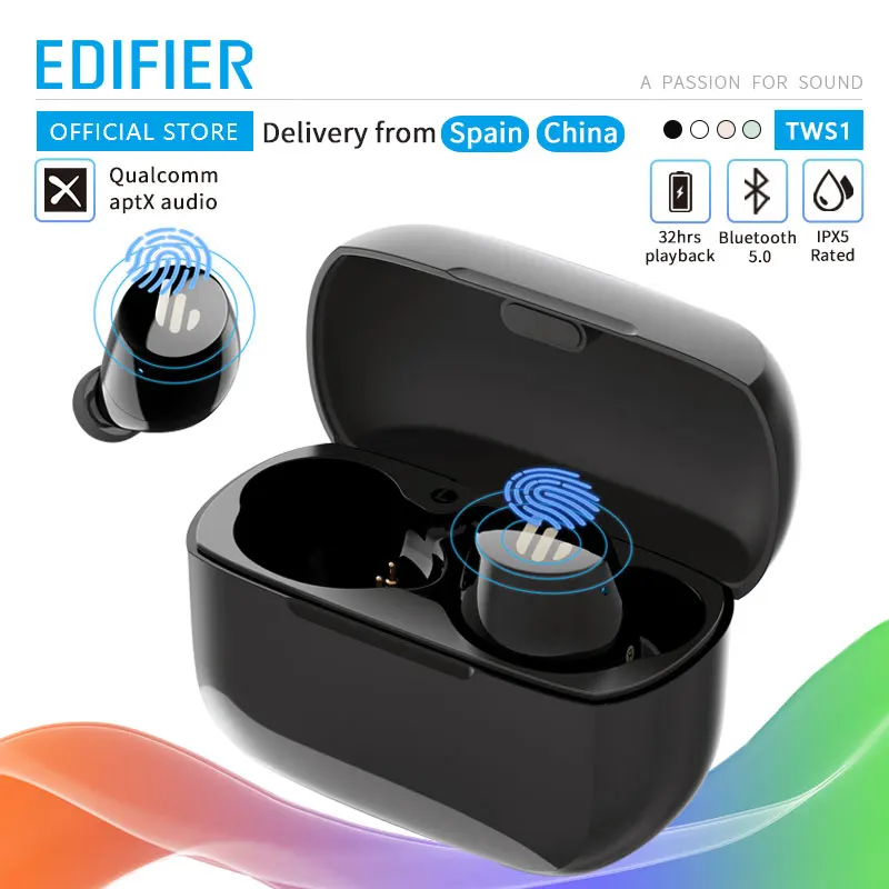 EDIFIER TWS1 TWS наушники Bluetooth v5.0 aptX сенсорное управление IPX5 эргономичный дизайн беспроводные наушники Bluetooth наушники