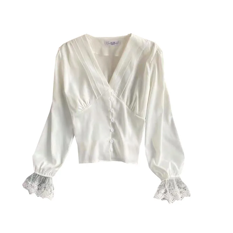 

Chic design, fashionable flared sleeve shirt for women's spring