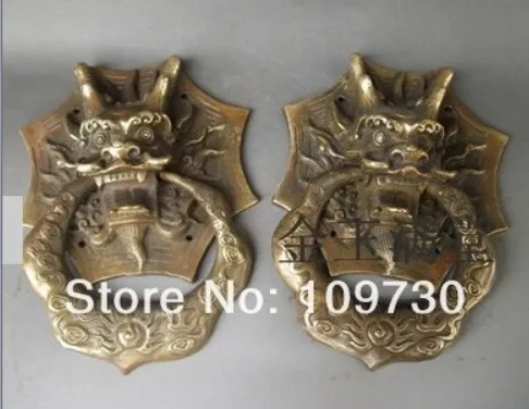 

YM 311 Rare, Chinese Bronze Carved statue ' Dragon Head ' Knocker Pair