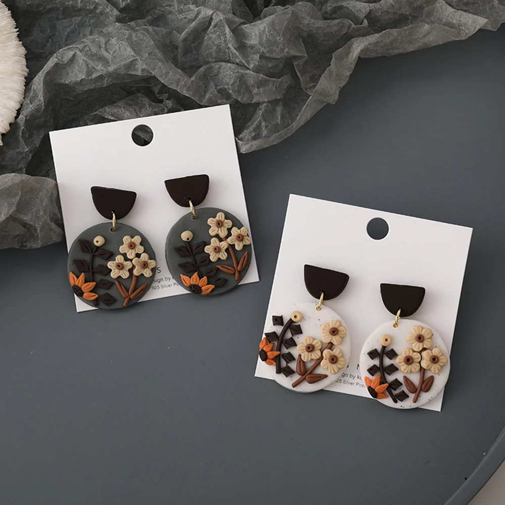 

Soft Pottery Flower Earrings For Women Sweet Exaggerated Flower Stud Earrings Women Ear Jewelry Birthday Jewelry Gift
