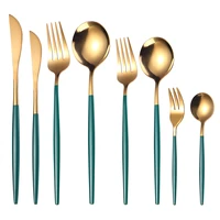 8pcs gold dinnerware set stainless steel tableware set dessert knife fork spoon flatware set upscale silverware cutlery set