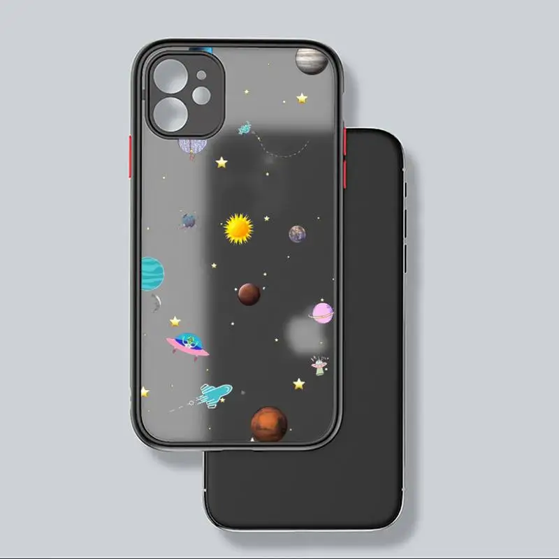 

Starry Universe Phone Case black matte transparent For iPhone 7 8 x xs xr 11 12 pro plus mini max Clear Funda