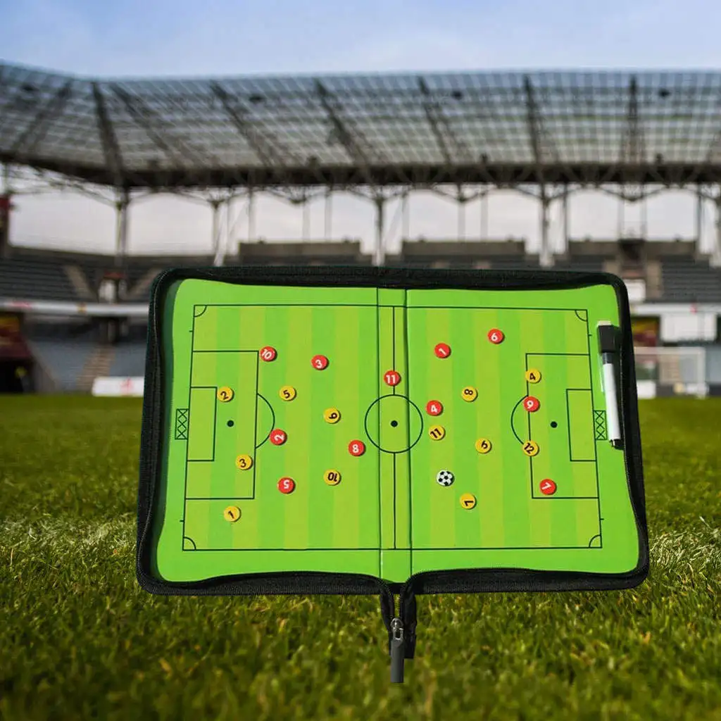 

Portable Trainning Assisitant Equipments Football Soccer Tactical Board Foldable Leather Useful Teaching Board