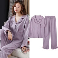 fdfklak korean temperament womens pajamas set 2022 new spring fall home clothes large size sleepwear cotton suit pijama mujer