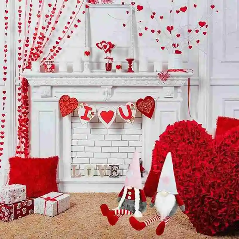 

Flannel Valentine's Day Faceless Doll Pendant Long Legged Gnome Plush Decoration Party Wedding Table Present