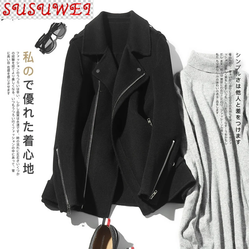 

SUSUWEI 100% Wool Coat Men Korean Double-sided Man Jacket Blazer Collar Mens Coats and Jackets Abrigo Hombre NM18-1027 KJ1925
