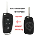 Складной Выкидной Модернизированный смарт-ключ для автомобиля 433 МГц ID48 чип необработанное лезвие PN: 4D0837231A  4D0837231N для Audi TT RS4 A3 A4 A6 A8