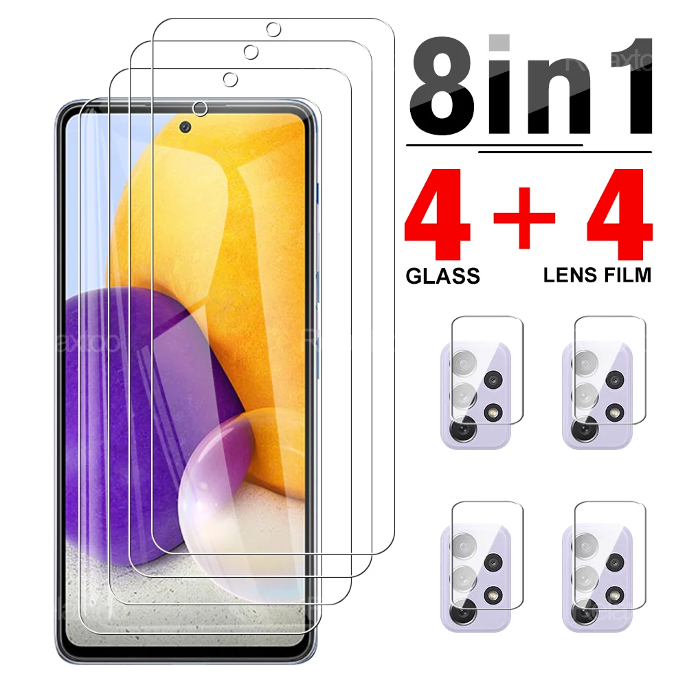 

8 в 1 закаленное переднее стекло + мягкое стекло для объектива камеры Samsung Galaxy A72 A71 A70 A70S защита для экрана Защитная пленка