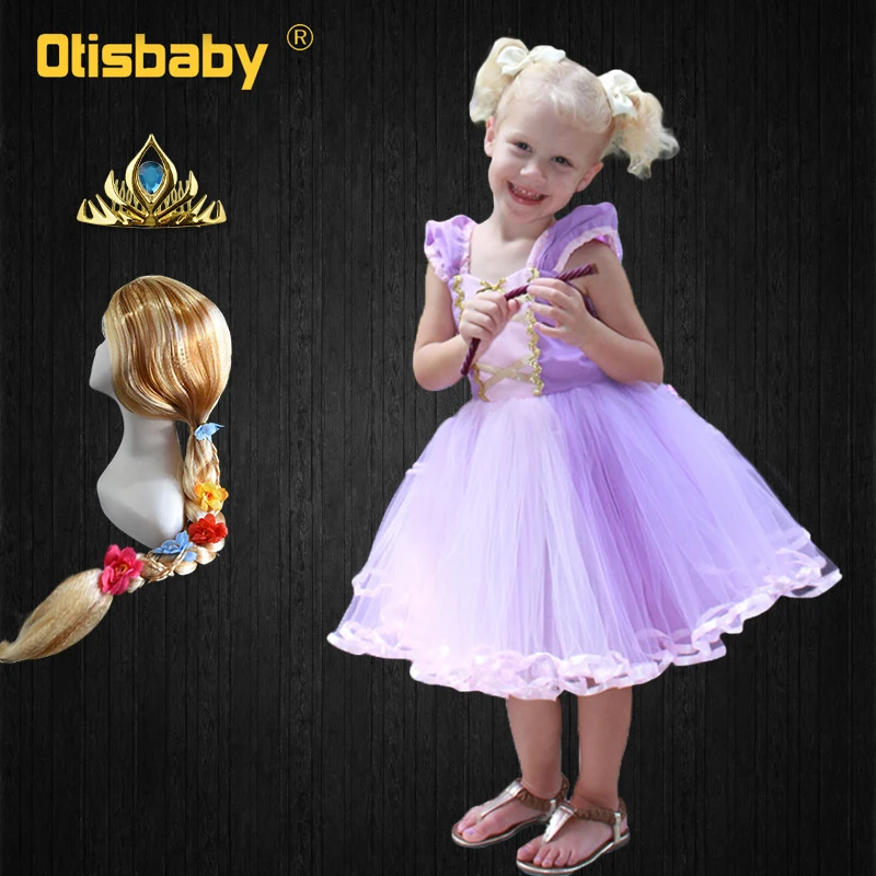 Chrismas Halloween Rapunzel Costume Girls Purple Fairy Tulle Tutu Dress Kids Birthday Party Fantasia Tangled Princess Up | Детская