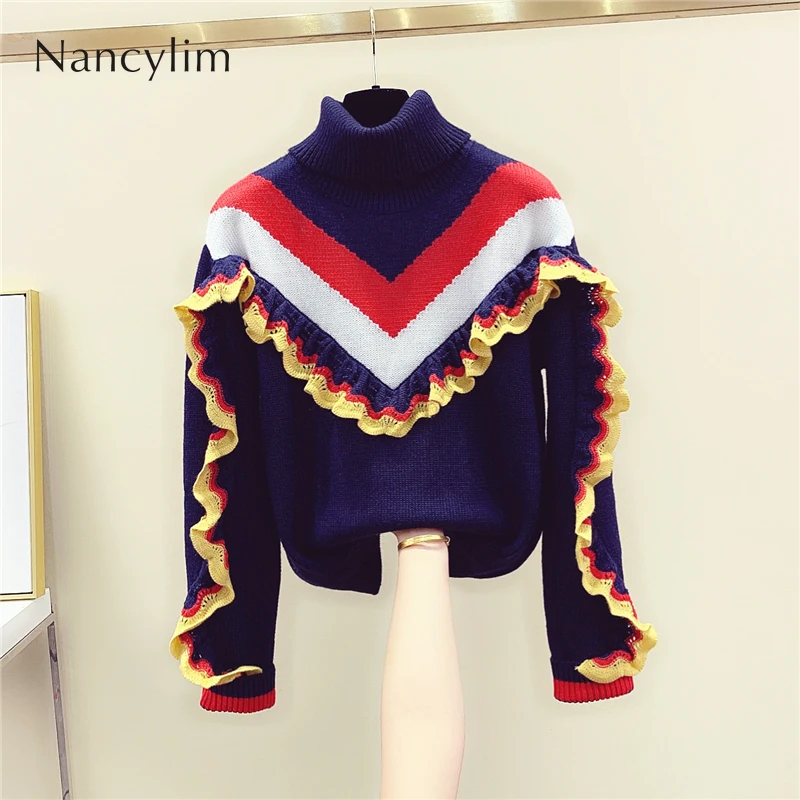 Водолазка женская осенне-зимняя новая теплая вязаная кофта женский джемпер -