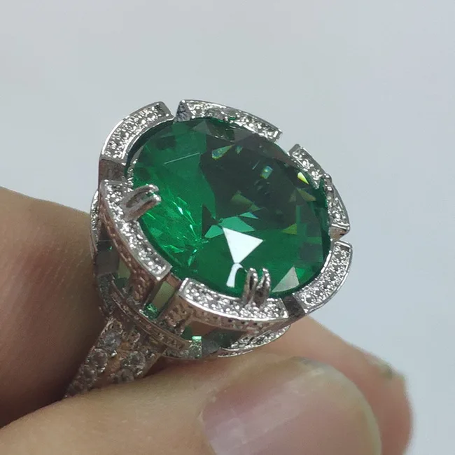 Ring 06 Большое кольцо с зеленым камнем для женщин, свадебный подарок, роскошные ювелирные изделия, серебряное кольцо с кубическим цирконием, Bague Femme Anillos Mujer Z5X873 - Цвет основного камня: Ring 06
