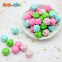 Cute-idea Hexagon Silicone Beads 14mm 1000pcs Food Grade Silicone Teether DIY Pacifier Nursing Necklace Baby teething toys