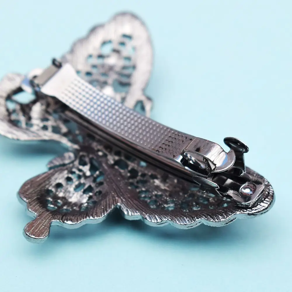 Удивительная Бабочка заколка для волос с украшением в виде синих кристаллов и