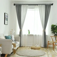 modern simple gray stitching style curtains for bedroom living room plaid design drapes balcony decorations