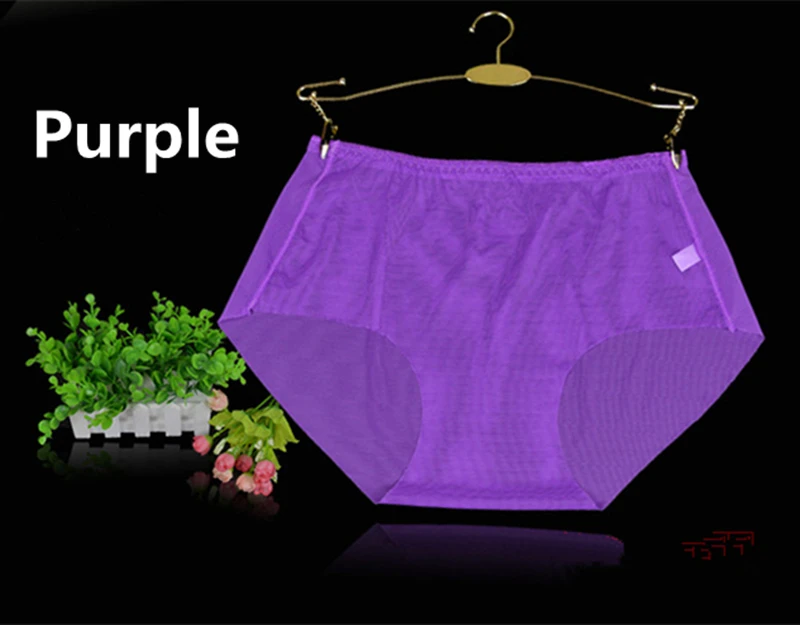 purple Полностью прозрачные женские трусы, супер сексуальные трусы размера плюс, женские трусы до середины талии, прозрачные L XL XXXL 30 - Цвет: purple