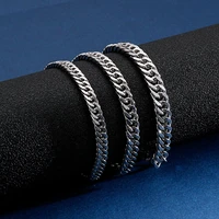 567mm width metal curb chain bracelet men s waterproof simple jewelry