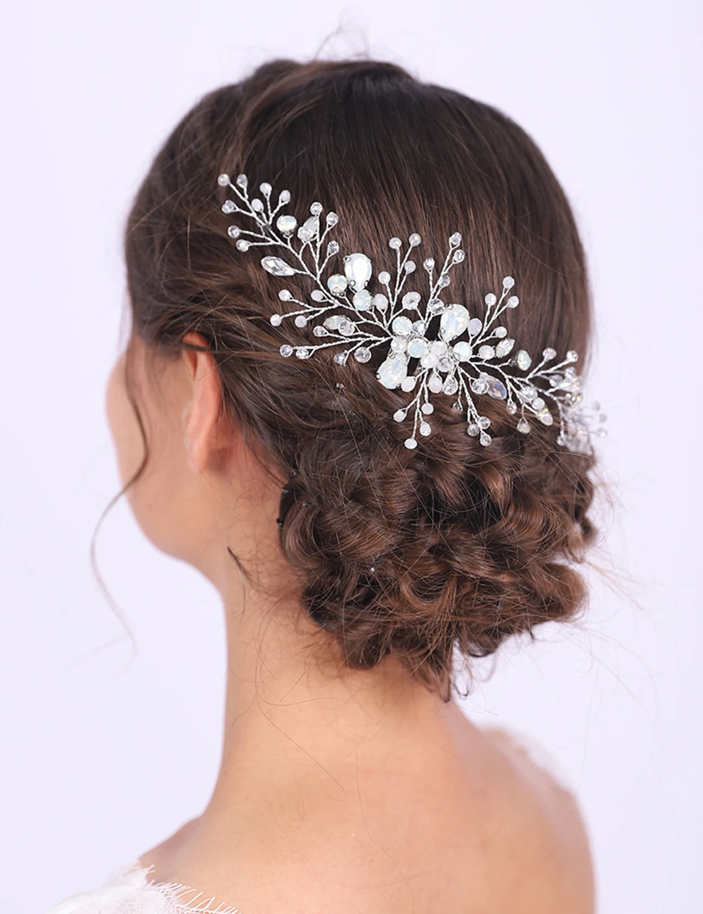 Белый классический головной убор Стразы с блестящими кристаллами свадебные