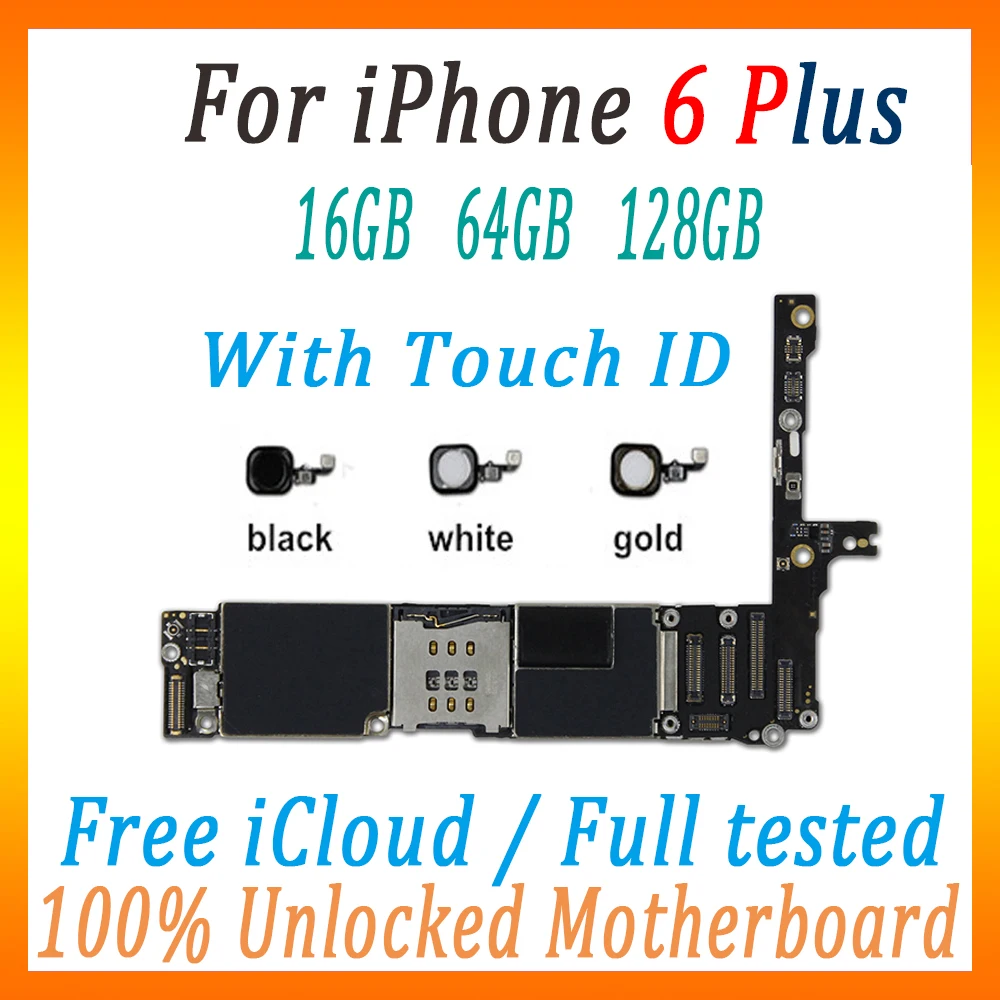 Материнская плата для iphone 6 plus, материнская плата с/без сенсорной идентификационной панели, оригинальная разблокированная материнская плата для iphone 6P карты