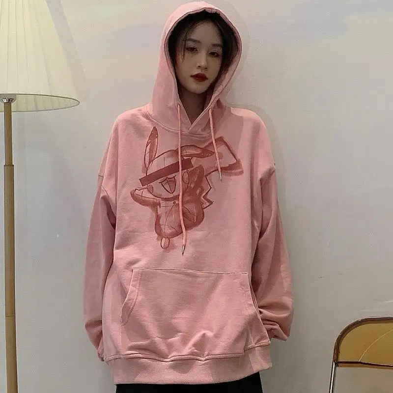 

Anime Peripheral Pokemon Pikachu Women's Hooded Sweater New Loose Jacket Ins Clothes Christmas Birthday Gift