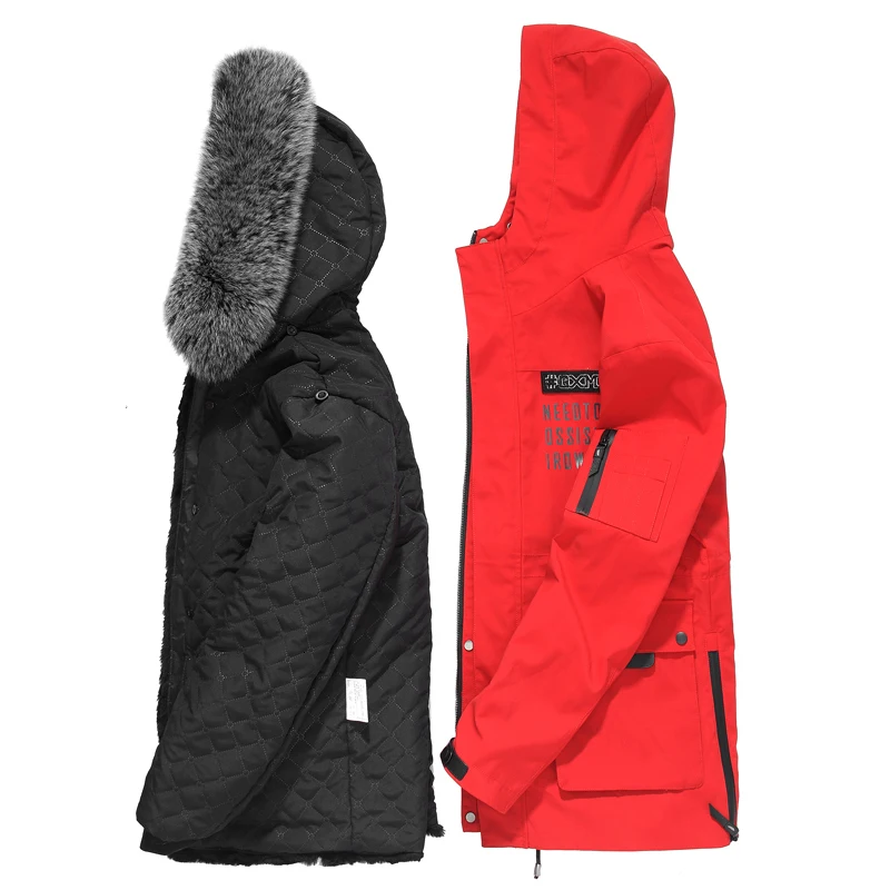 Пальто из натурального меха Для мужчин натуральный Лисий меховой воротник с