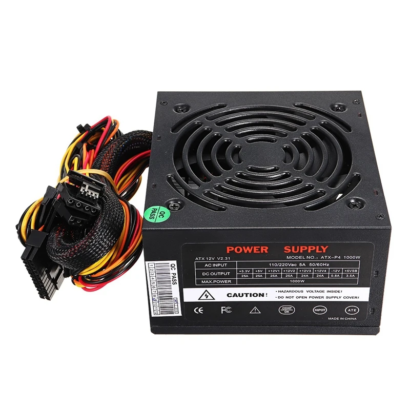 

EU Plug Black 1000W Power Supply Psu Pfc Silent Fan Atx 24pin 12V PC Computer Sata Gaming PC Power Supply For Amd Computer