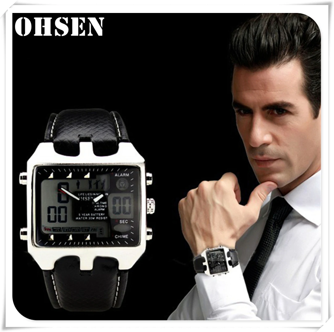 

OHSEN Top Brand Men Analog Quartz Watch Men Sports Watches Mens Shock Military Clock Waterproof LED Digital WristWatch Masculino