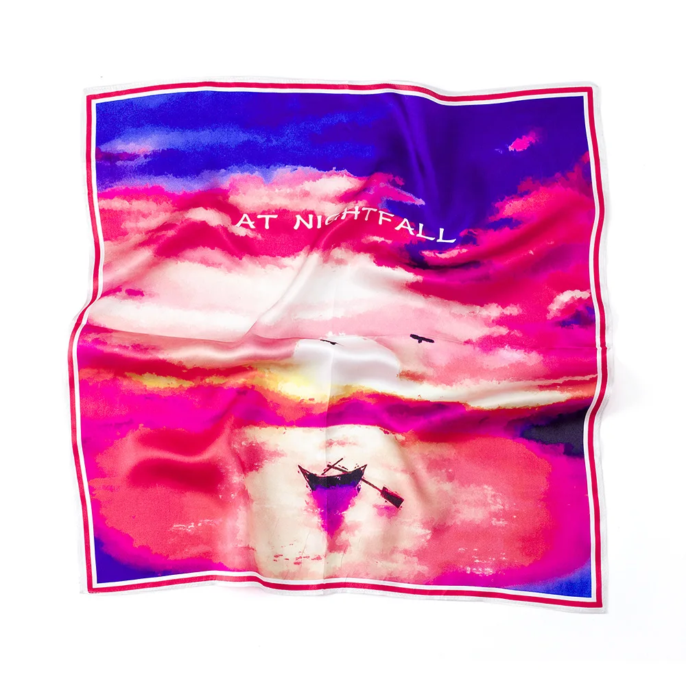 

Hot 100% Real Silk Satin Women Scarf Flower Printed Foulard Femme Square Head Scarfs Bandana 2021 Shawl Scarves Gift For Lady