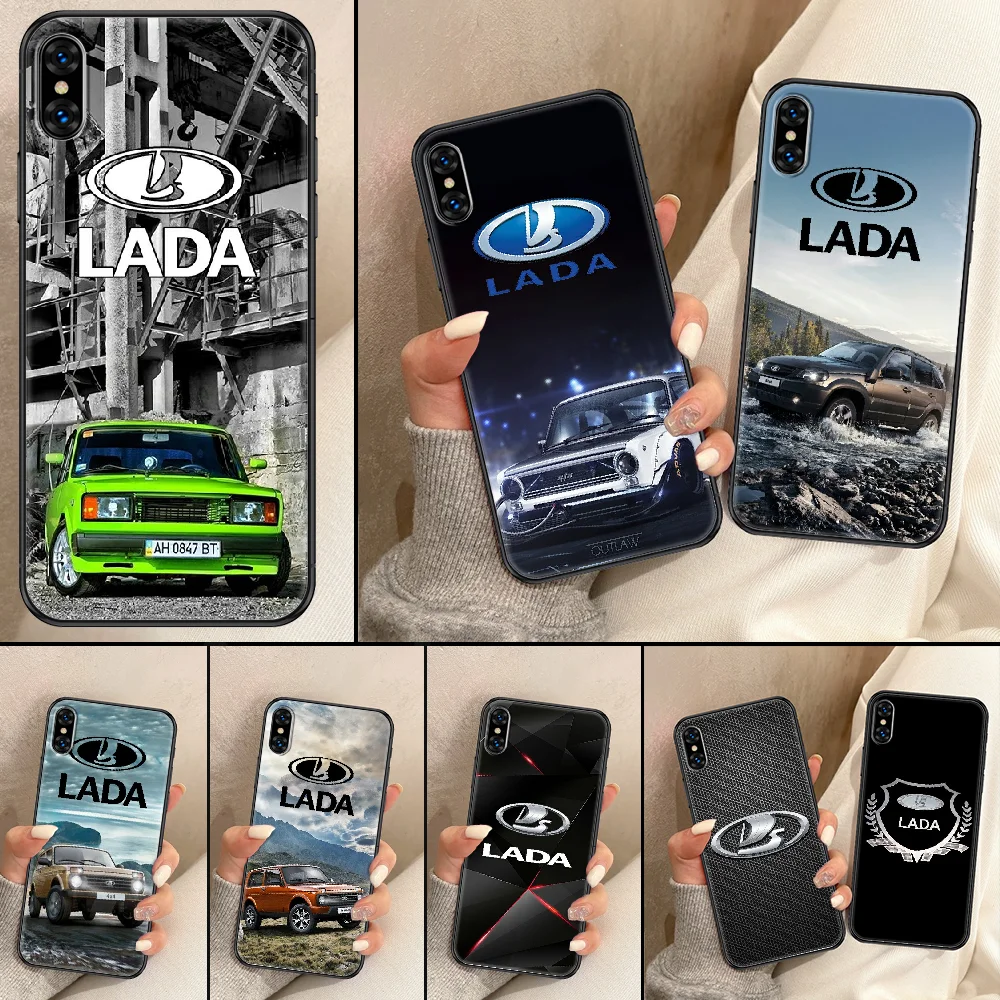 

Russia Lada Car Phone Case For iphone 5 5S SE 2 6 6S 7 8 11 12 Mini Plus X XS XR Pro Max black luxury cover painting bumper