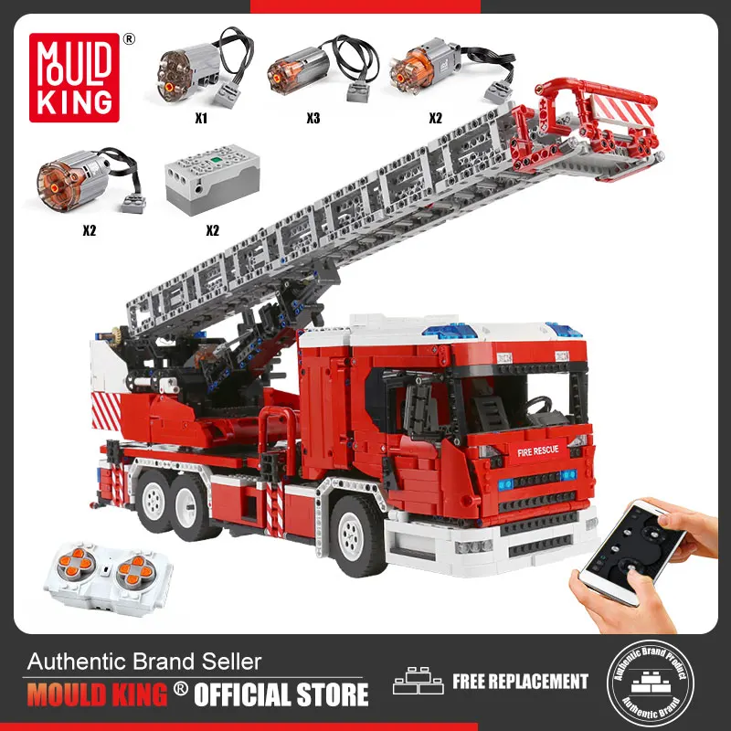 

MOULD KING 17022 Technical Building Toys For Boys The APP RC Motorized Fire Ladder Truck Kits Model Blocks Bricks Kids Toys Gift