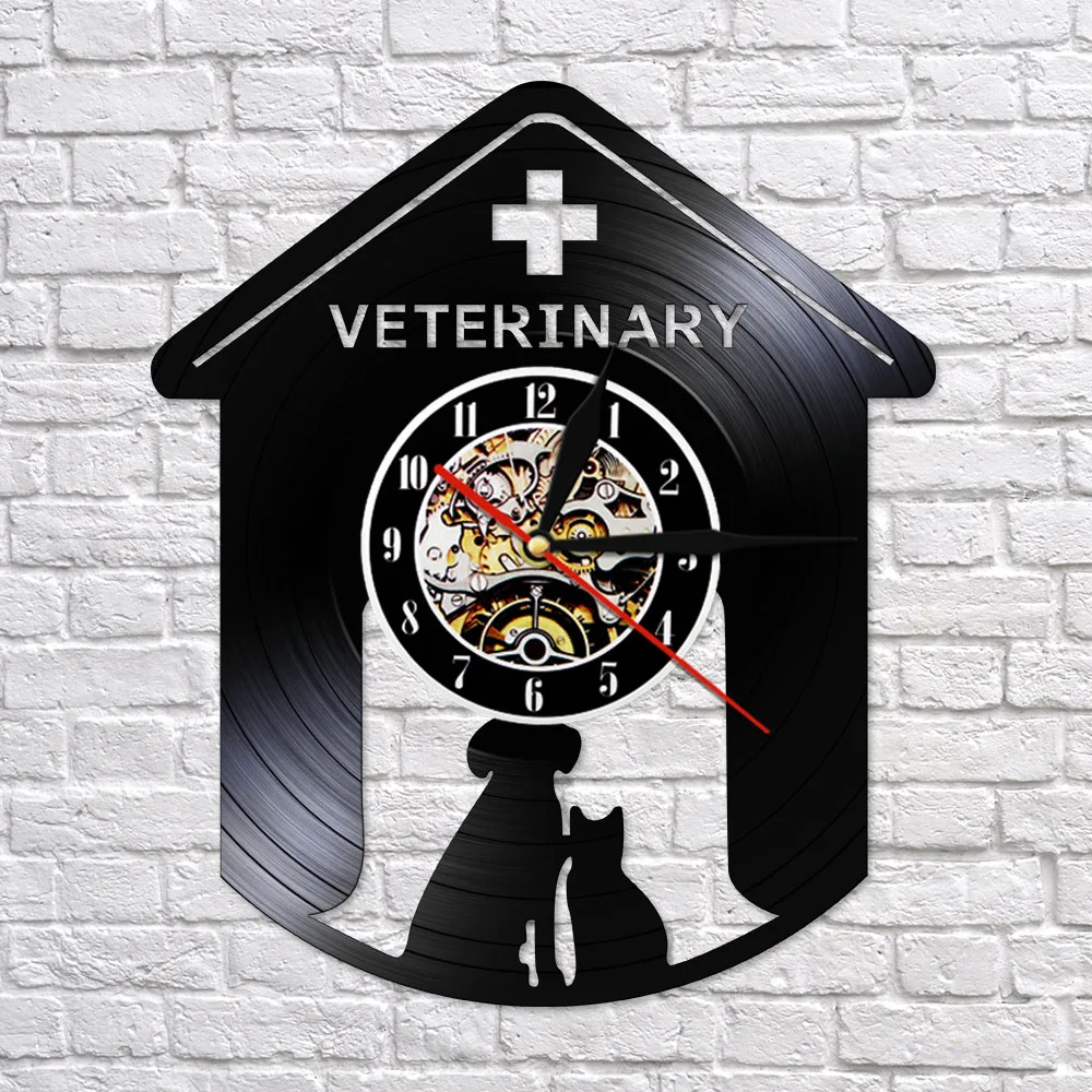 Классические виниловые настенные часы для ветеринарии собак кошек современный