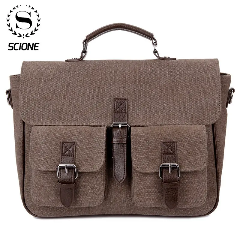 Портфель SCIONE мужской парусиновый классический саквояж на плечо сумочка-тоут