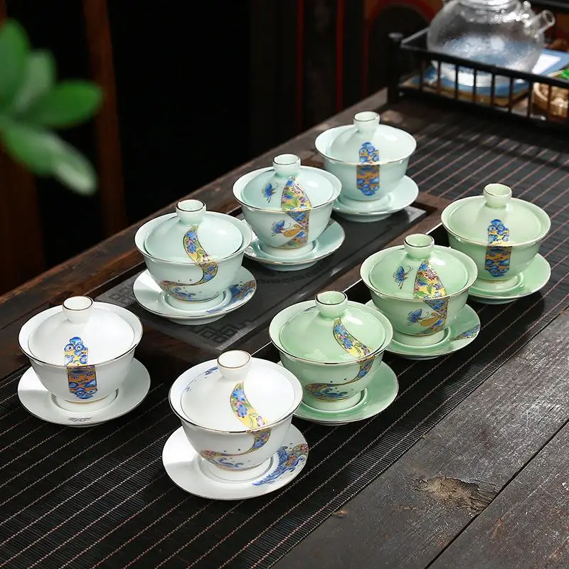 Ручная роспись Gaiwan чайный набор керамика кунг-фу чайная чашка чаша фарфоровый