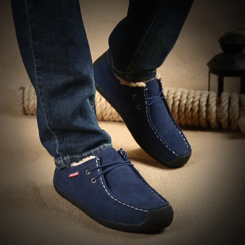 

2020 new winter Plus Velvet Peas Shoes Men Slip-on Casual Shoes Soft Bottom Shoes Keep Warm Mens Boots fashion Men Loafers