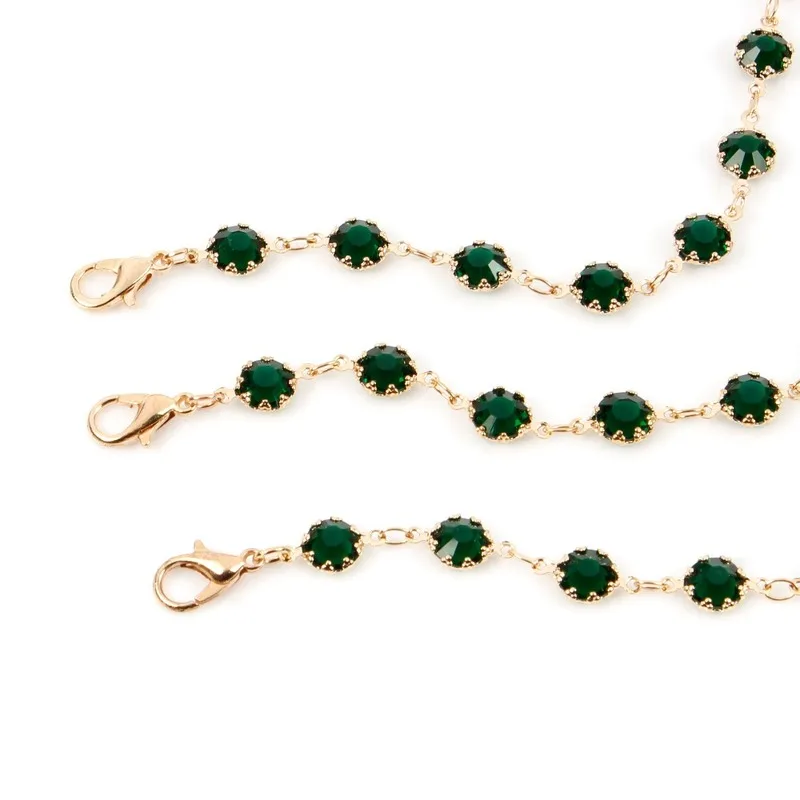 Ожерелье чокер женское с зеленым цирконом модное ювелирное изделие под золото и